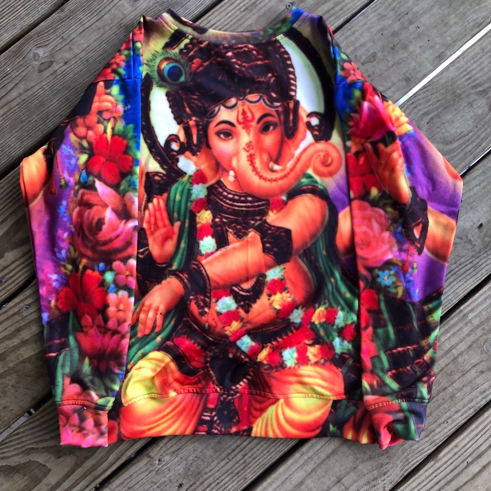 1991 Inc Ganesha Graphic Crew Neck Sweater